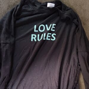 Black Long Sleeve Tee with Blue Print